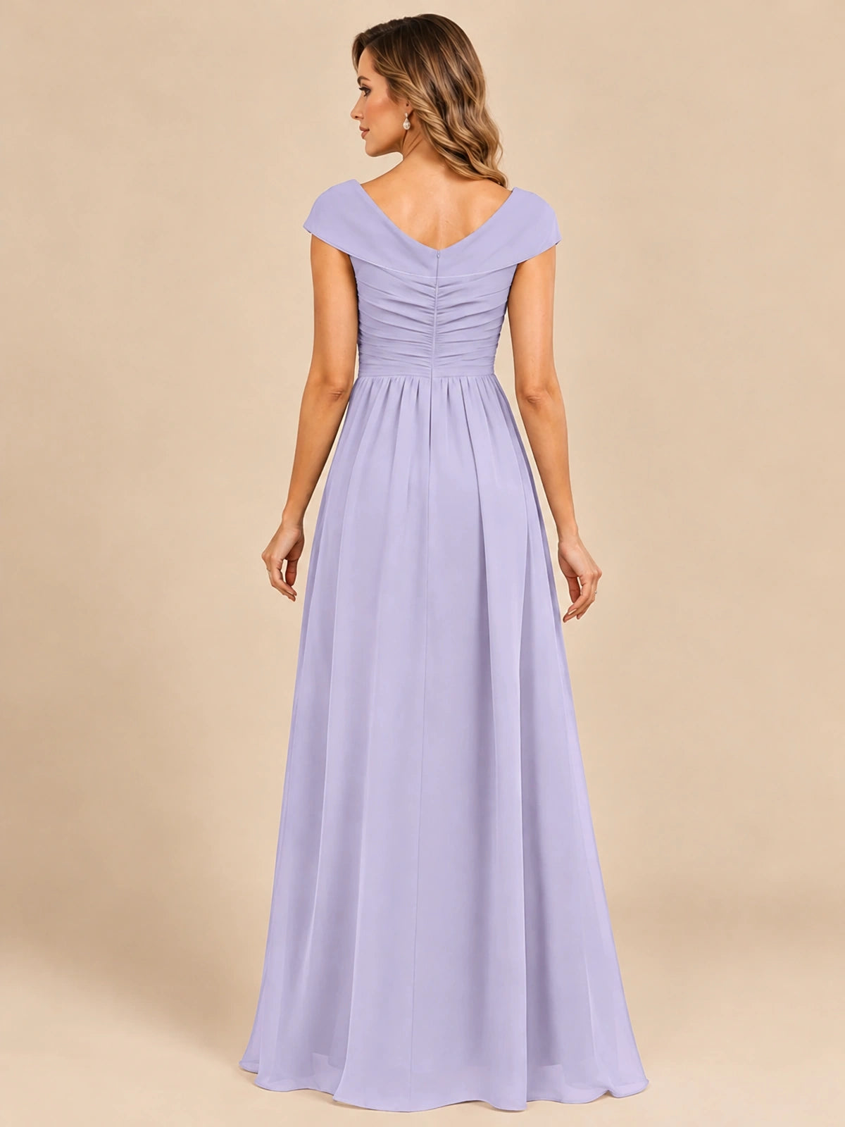 Cap Sleeve Mother of The Bride Dresses Long Chiffon Formal Gowns