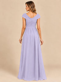 Cap Sleeve Mother of The Bride Dresses Long Chiffon Formal Gowns