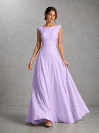 Blush Pink Lace Applique A-Line Bridesmaid Dress