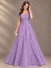 Lace Appliques A-line Mother of The Bride Dresses with Short Sleeves
