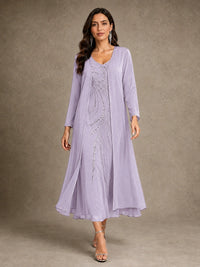 Sequin Chiffon Mother of the Bride Dress with Jacket
