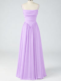 Spaghetti Strap Ruched Chiffon Maxi Dress with Backless