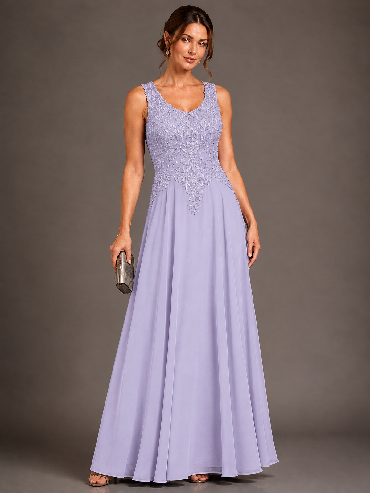 A-line 2 Pieces Chiffon Appliques Mother of The Bride Dresses with Jackets