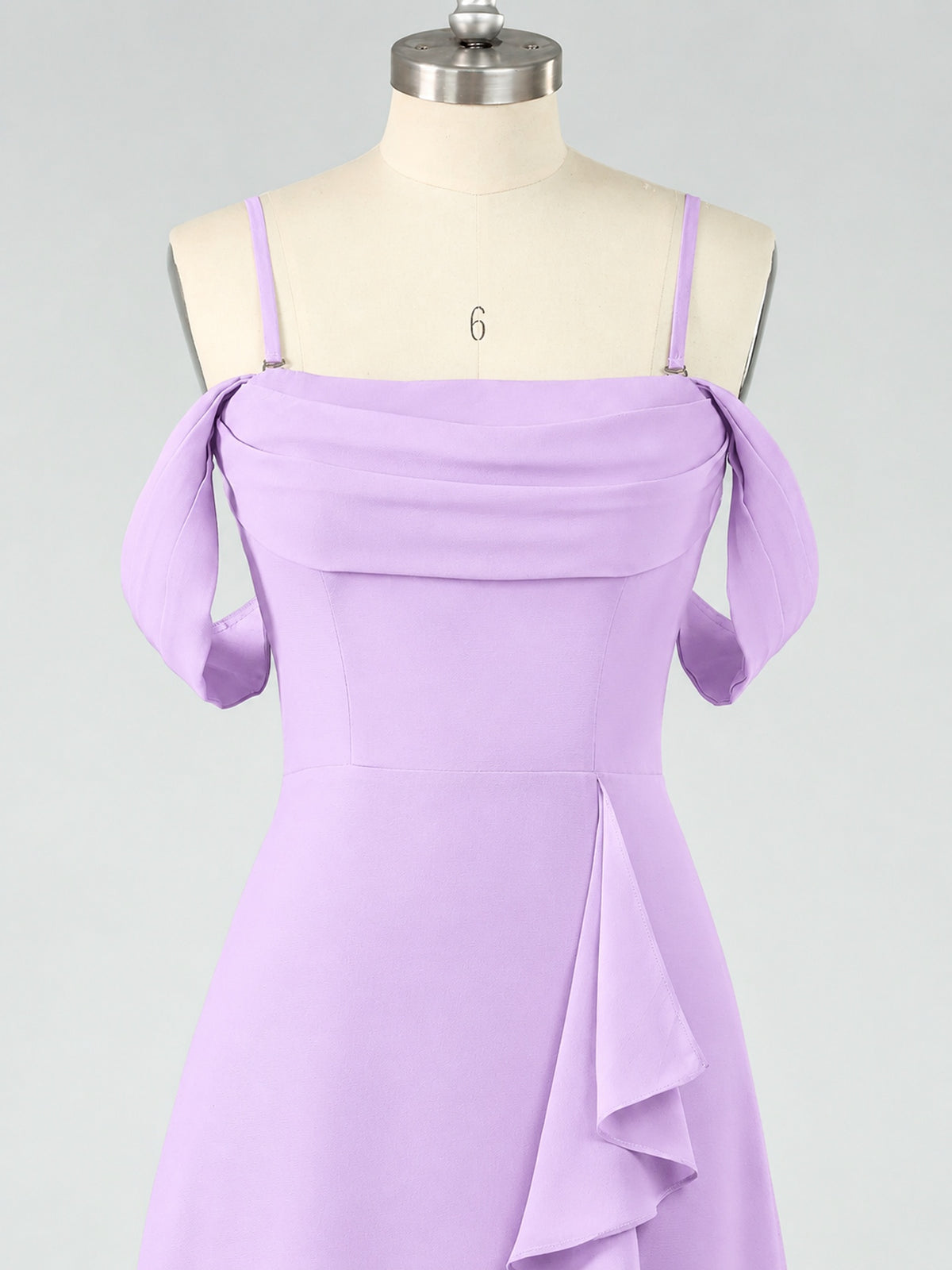 Spaghetti Strap Chiffon Bridesmaid Dress with Ruffles Slit