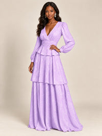 Blush Pink Floral Long Sleeve Maxi Dress