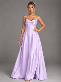 Sweetheart Neck Strapless Satin A-Line Prom Dress