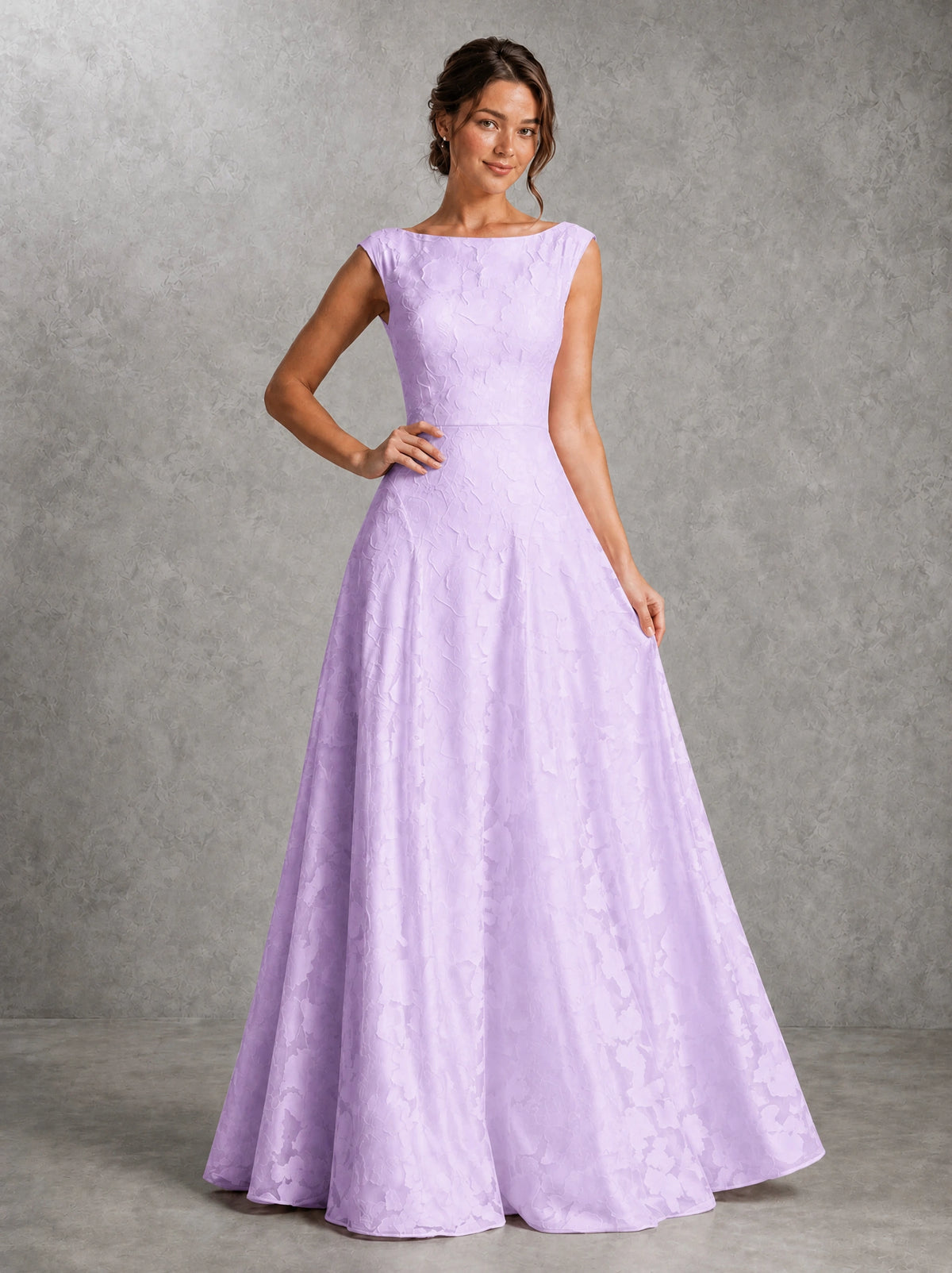 Blush Pink Lace Applique A-Line Bridesmaid Dress