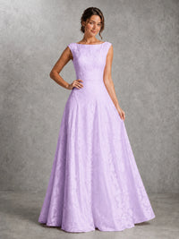 Blush Pink Lace Applique A-Line Bridesmaid Dress