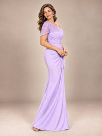 One Shoulder Chiffon Mother of The Bride Dress