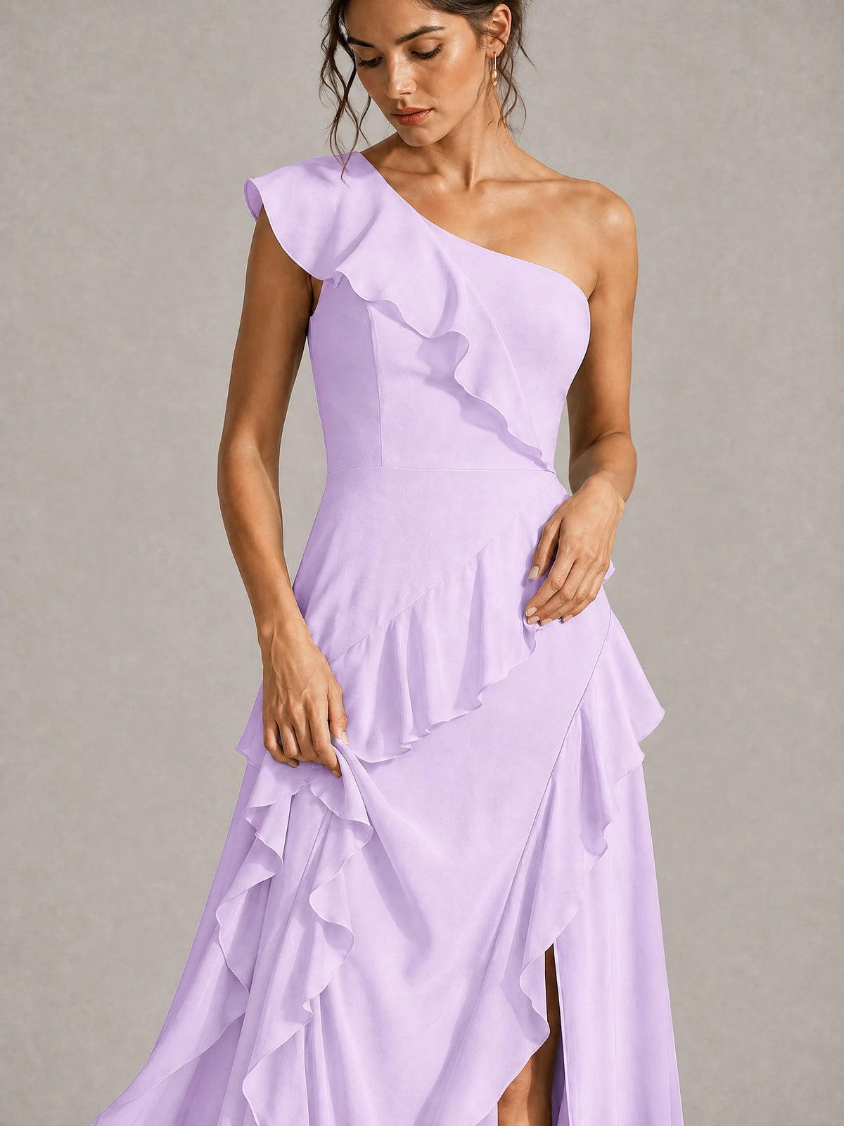 Sage Green One Shoulder Ruffle Bridesmaid Dress
