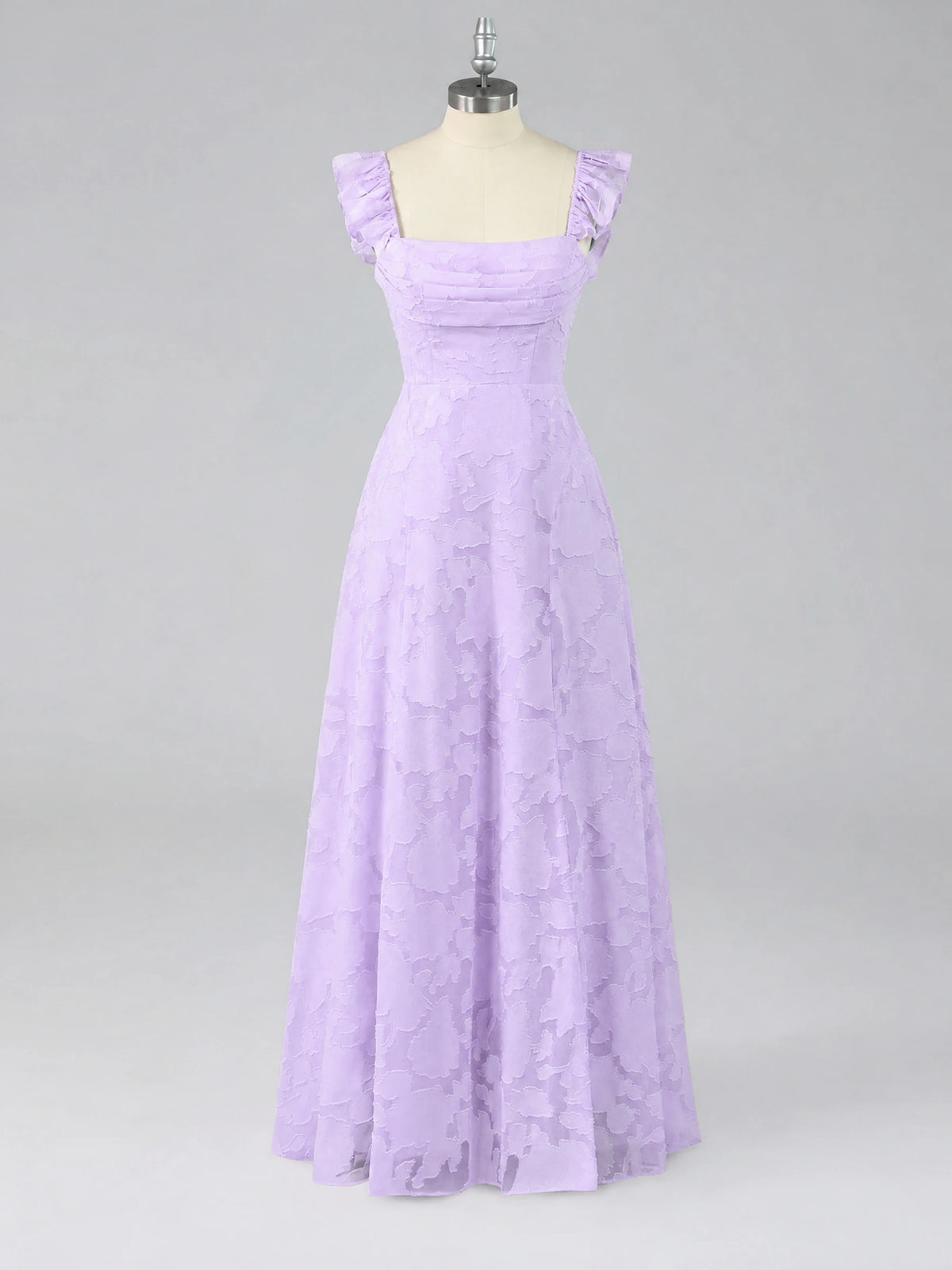 Jacquard Square Neck A-Line Maxi Dress