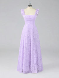 Jacquard Square Neck A-Line Maxi Dress
