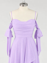 A-Line Ruffles Chiffon Bridesmaid Dress with Slit
