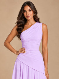 One Shoulder Prom Dress A-line Ruched Women Wedding Formal Gowns