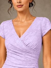 V-Neck Floral Jacquard Mother of the Bride Dress with Slit
