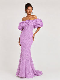 Sequin Off-Shoulder Ruffle Mermaid Prom Dress