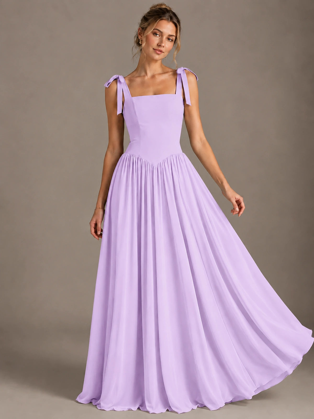 Square Neck A-Line Maxi Dress