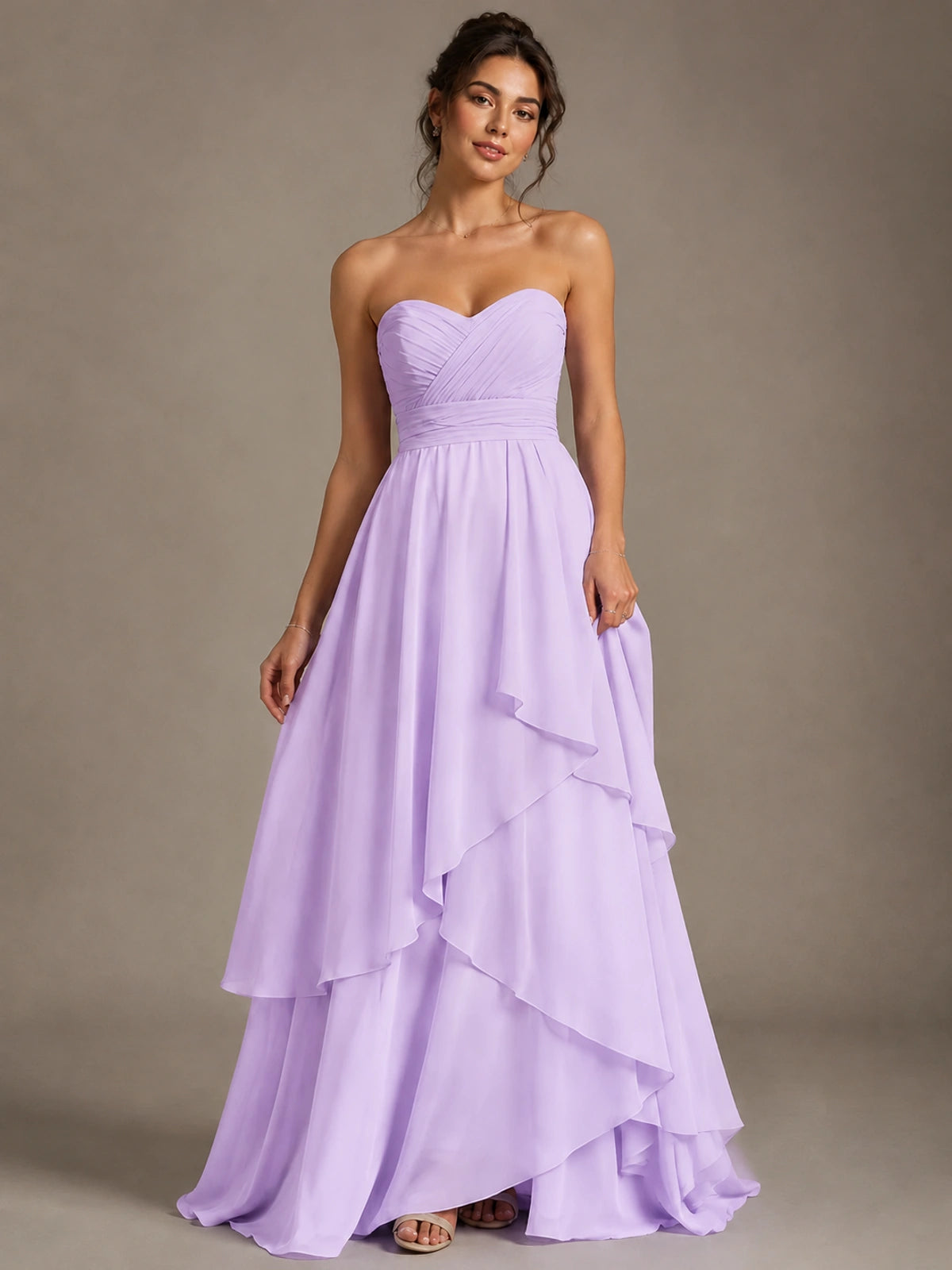 Strapless Ruffle A-Line Maxi Dress