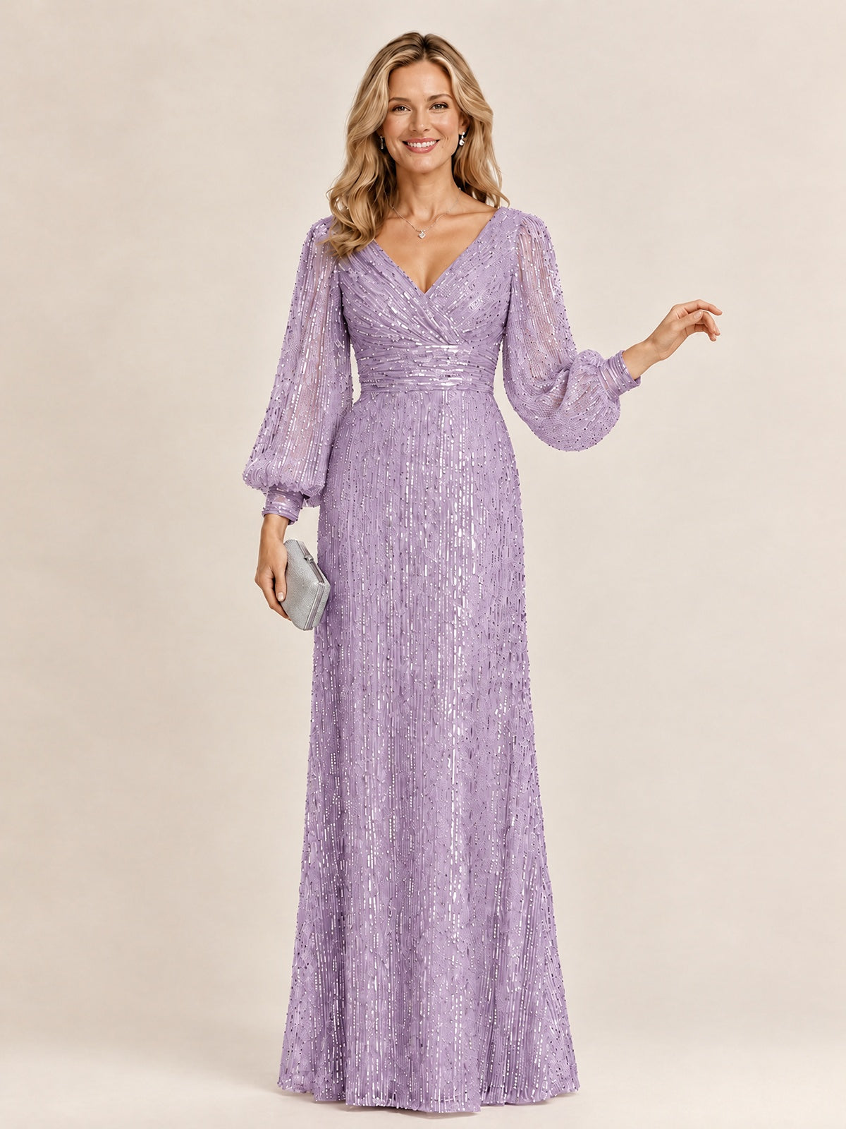 Sparkle Sequin Mother of The Bride Dresses with Long Sleeves