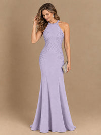 Halter Neckline Lace Appliques Mother of The Bride Dresses