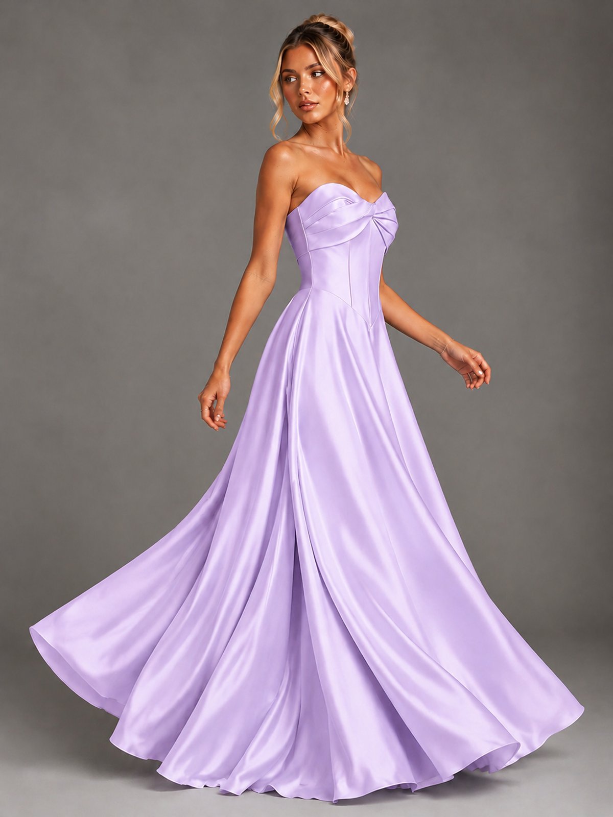 Sweetheart Neck Strapless Satin A-Line Prom Dress