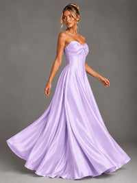 Sweetheart Neck Strapless Satin A-Line Prom Dress