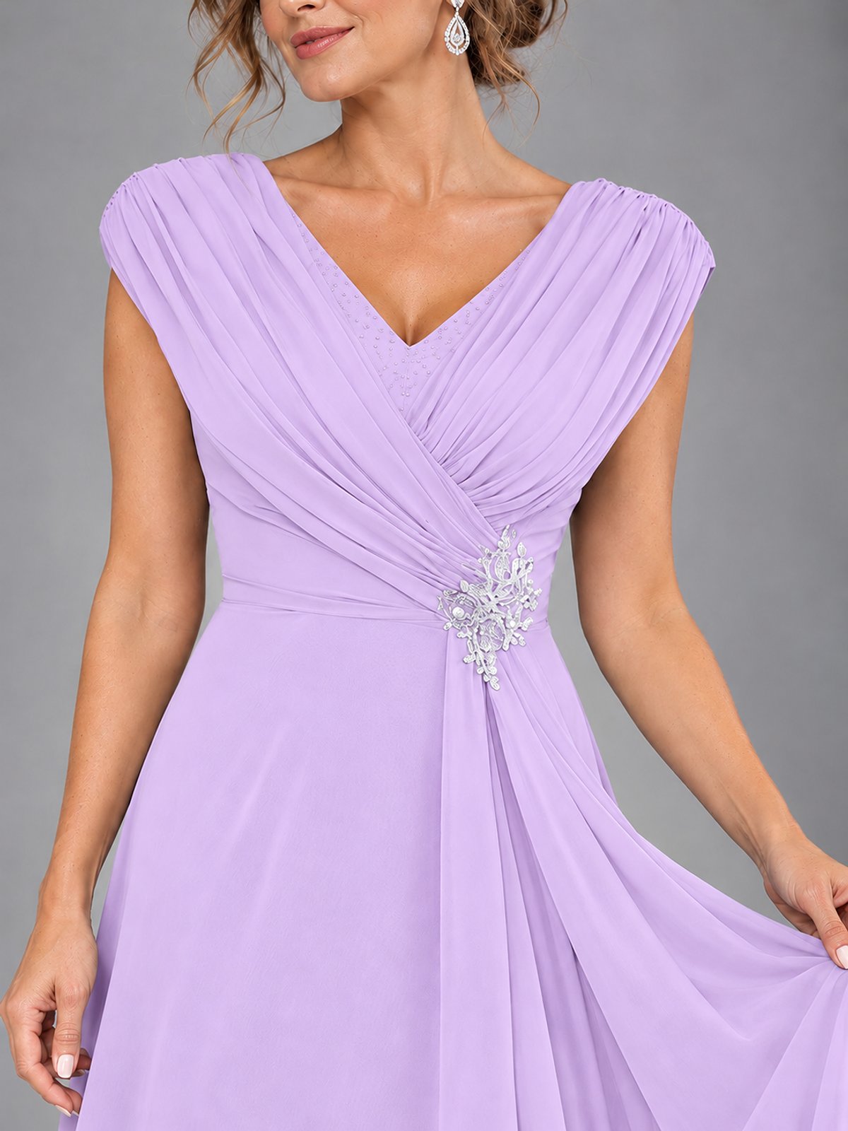 Cap Sleeve Chiffon A-Line Mother of the Bride Dress