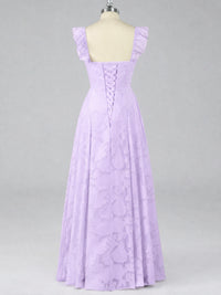 Jacquard Square Neck A-Line Maxi Dress