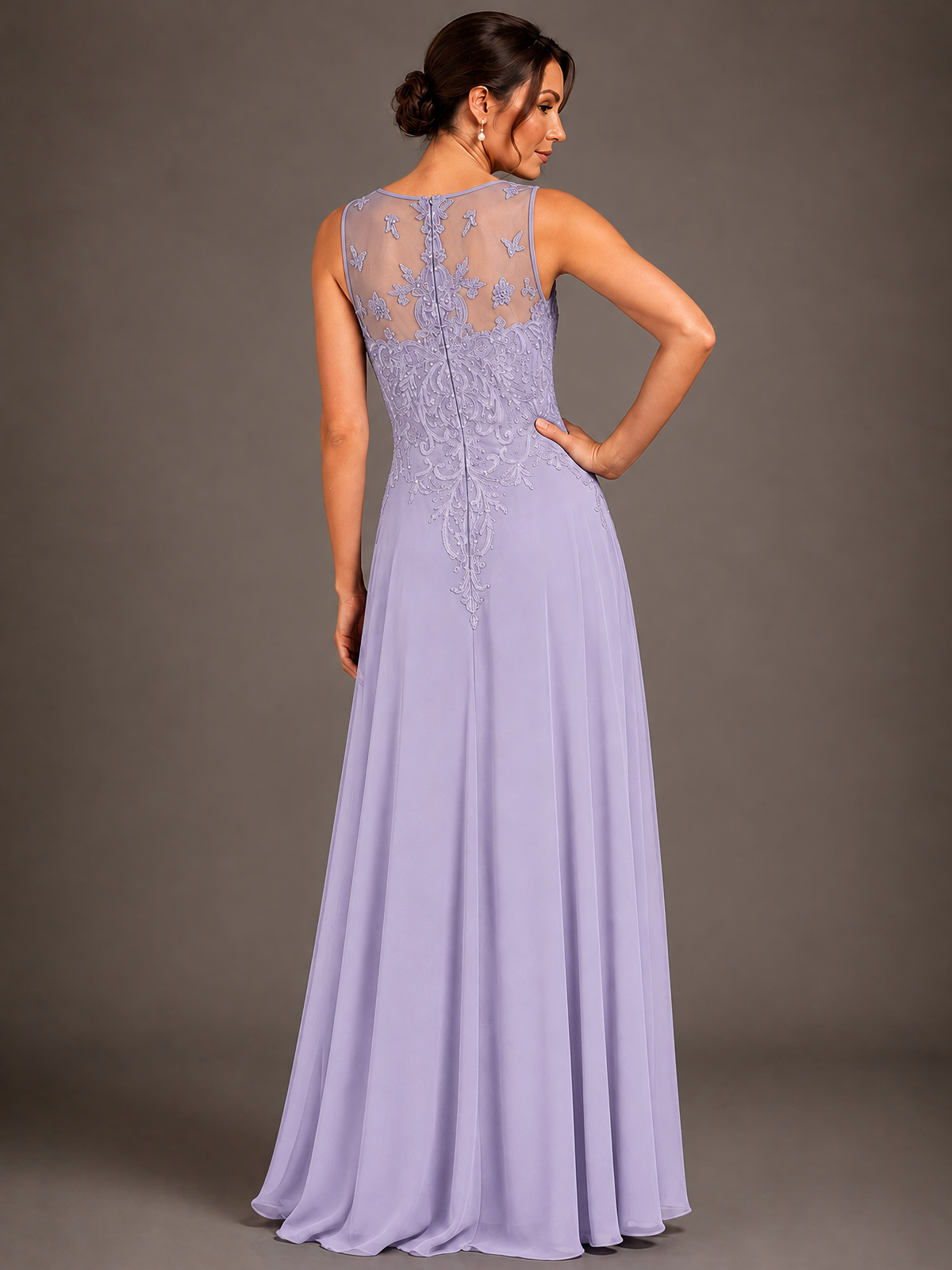 A-line 2 Pieces Chiffon Appliques Mother of The Bride Dresses with Jackets