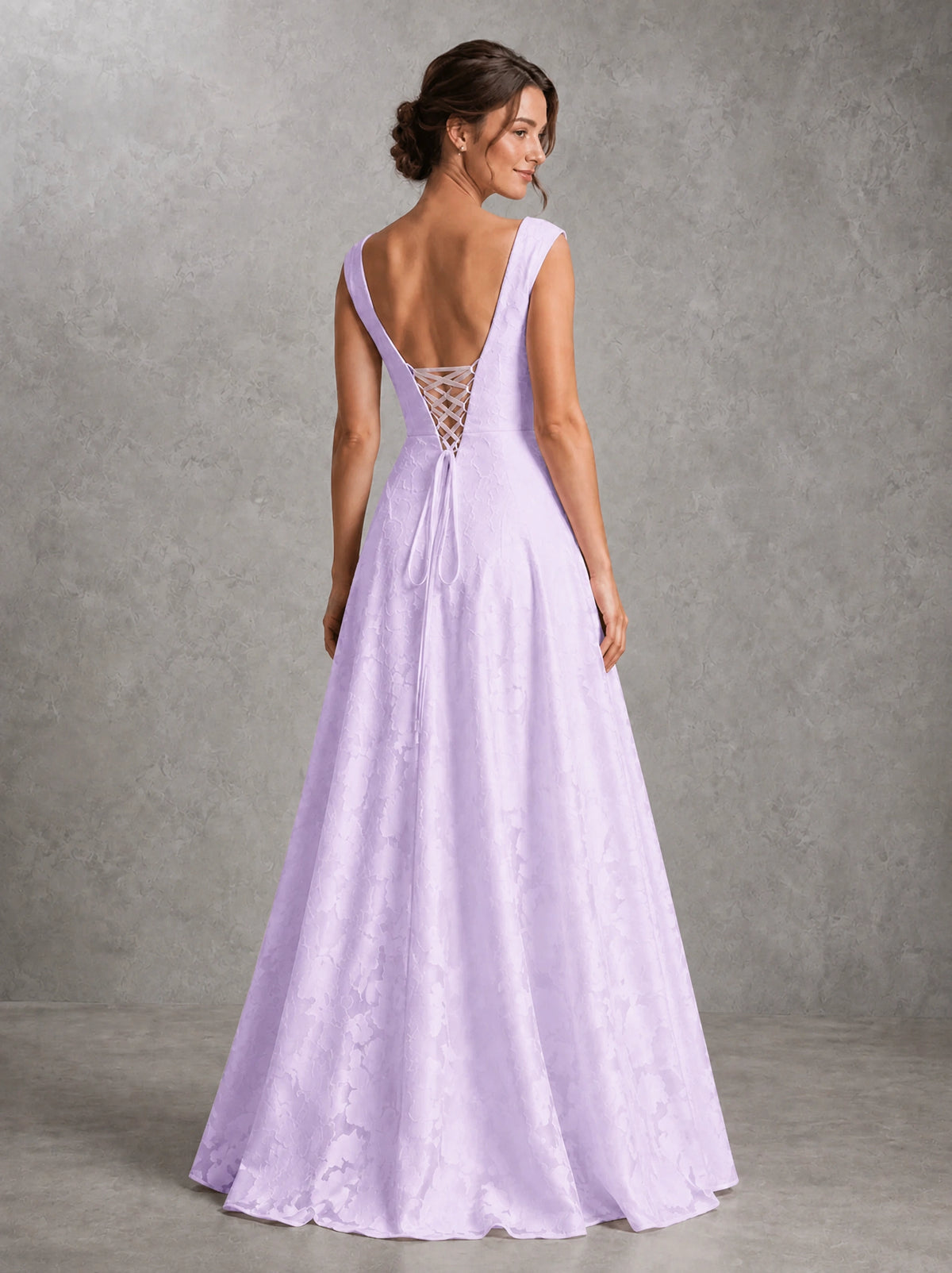 Blush Pink Lace Applique A-Line Bridesmaid Dress