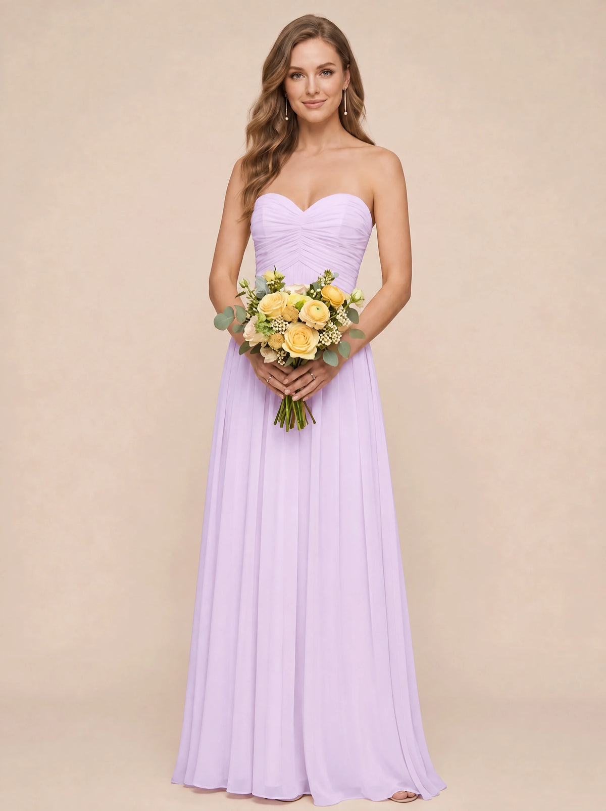 Strapless Pleated Chiffon A-Line Bridesmaid Dress