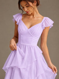 Ruffle Tiered V Neck Maxi Dress