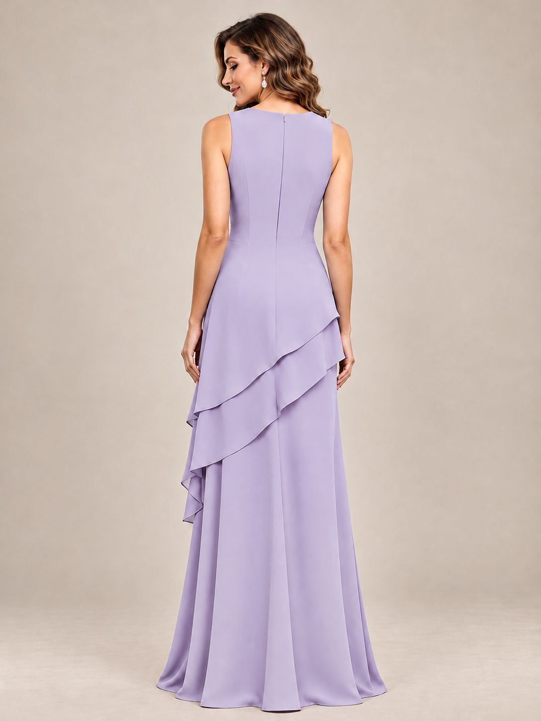 Dusty Blue Two-Piece Chiffon Mother of the Bride Dress with Jacket
