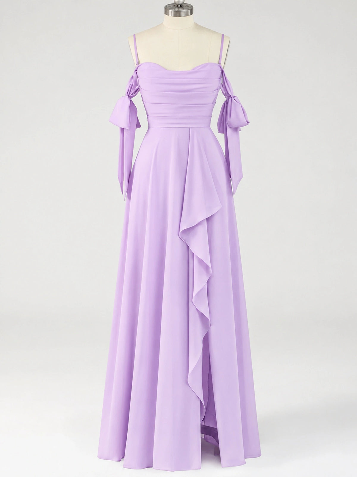 A-Line Ruffles Chiffon Bridesmaid Dress with Slit