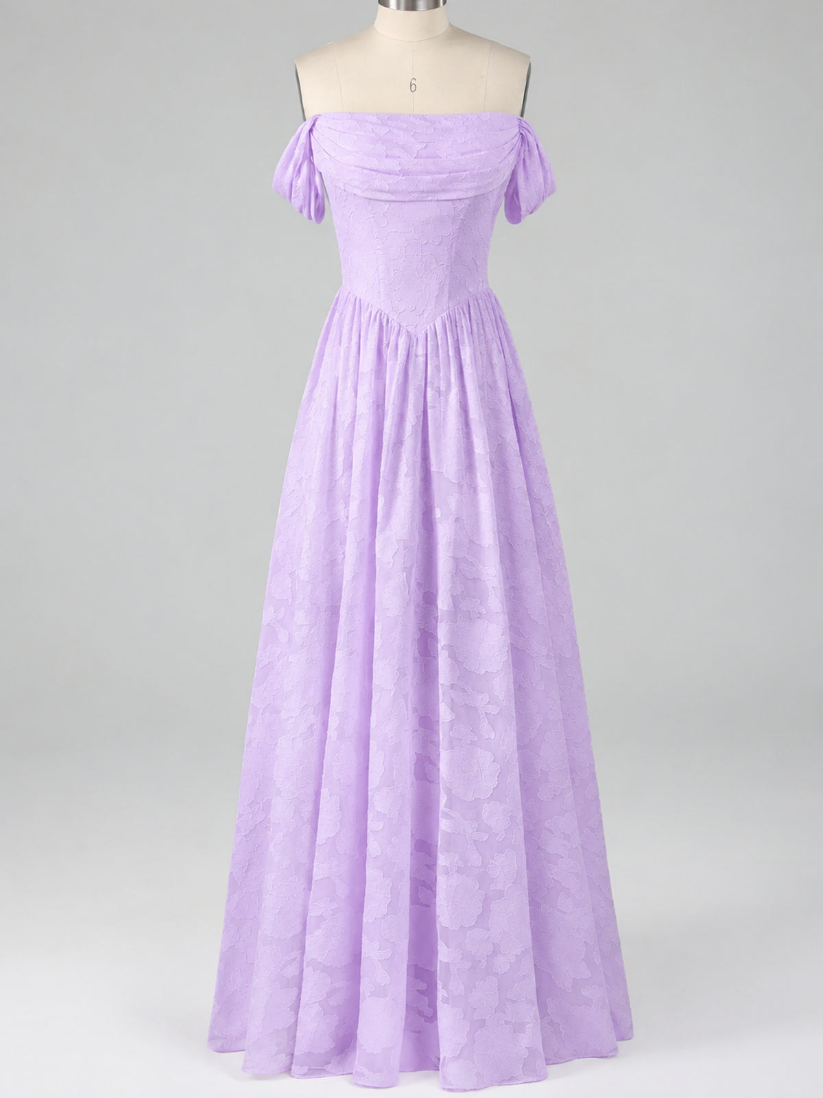 Off Shoulder Jacquard A-Line Maxi Dress