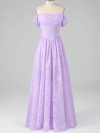 Off Shoulder Jacquard A-Line Maxi Dress