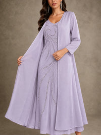 Sequin Chiffon Mother of the Bride Dress with Jacket