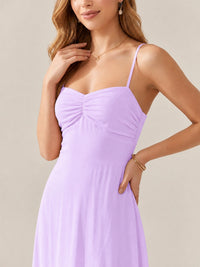 JOVELLEE Yellow Sweetheart Ruched Bust Chiffon Maxi Dress