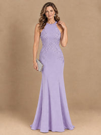 Halter Neckline Lace Appliques Mother of The Bride Dresses