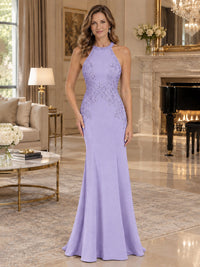Halter Neckline Lace Appliques Mother of The Bride Dresses