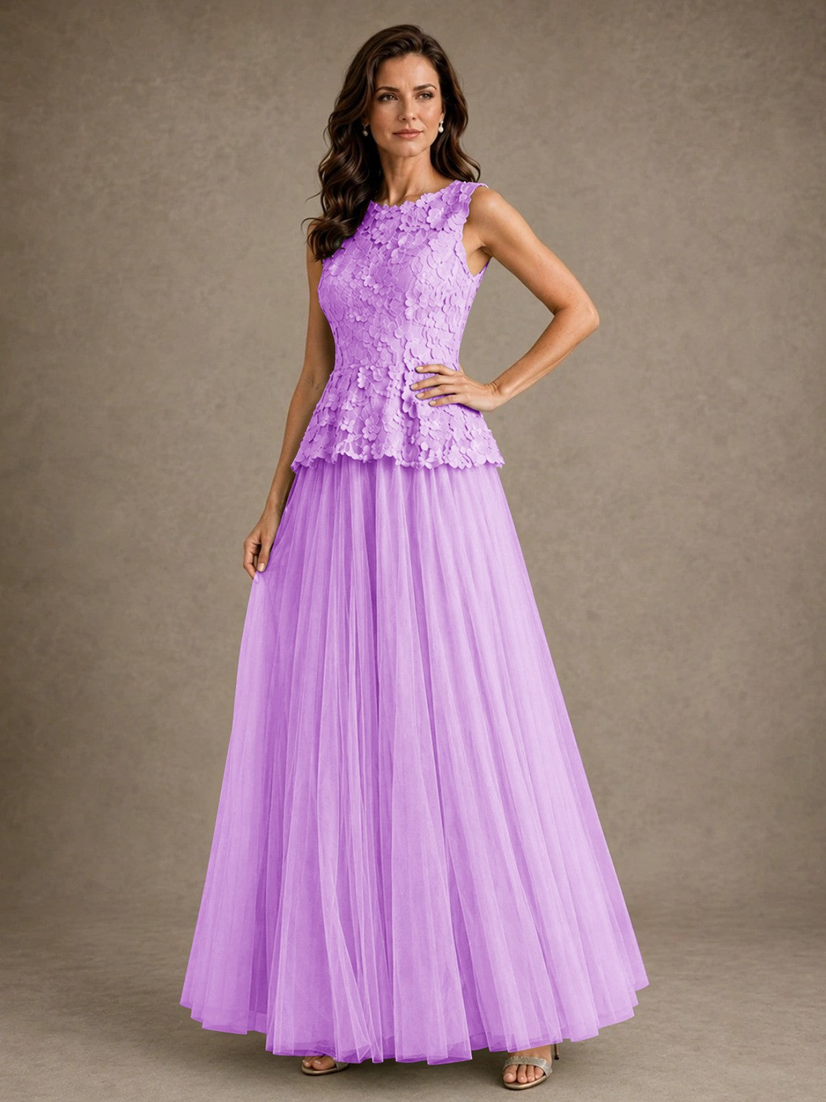 A-Line Chiffon Mother of the Bride Dress with Lace Appliques