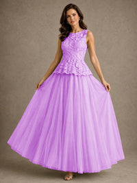 A-Line Chiffon Mother of the Bride Dress with Lace Appliques