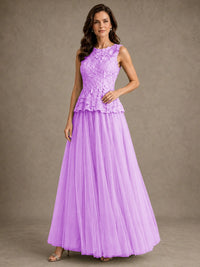A-Line Chiffon Mother of the Bride Dress with Lace Appliques