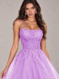 Lace Corset Ball Gown Prom Dress with Cascading Tulle Ruffles