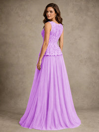 A-Line Chiffon Mother of the Bride Dress with Lace Appliques