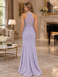 Halter Neckline Lace Appliques Mother of The Bride Dresses