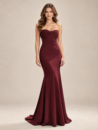 Light Blue Strapless Sweetheart Mermaid Prom Dress with Pleated Bodice