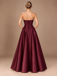 Blush Pink Strapless Satin A-Line Prom Dress with Ruched Bodice