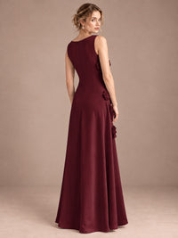 3D Floral Applique Sleeveless Formal Maxi Dress
