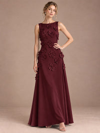 3D Floral Applique Sleeveless Formal Maxi Dress